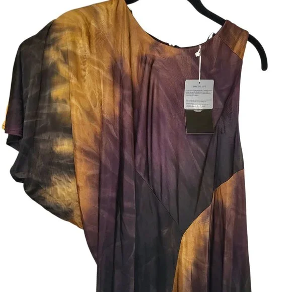 NWT Zara Tie-Dye Earth Tones Relaxed Flowy Limited Edition Maxi Dress Sz Small - Picture 2 of 10